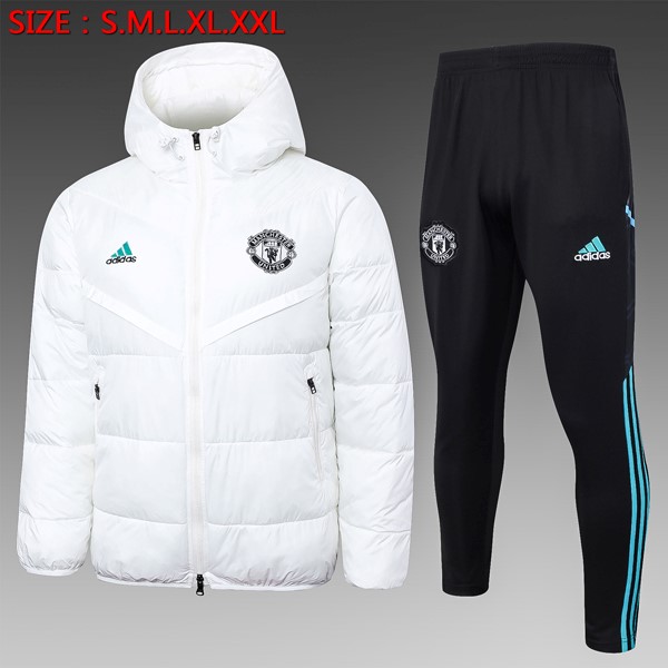 Abrigo Plumón Manchester United Conjunto Completo 2024-2025 Blanco